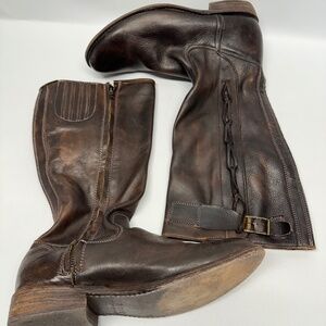 BED STU Cobbler Series 608 Riding Boots Brown Loop Detail Distressed Leather 8